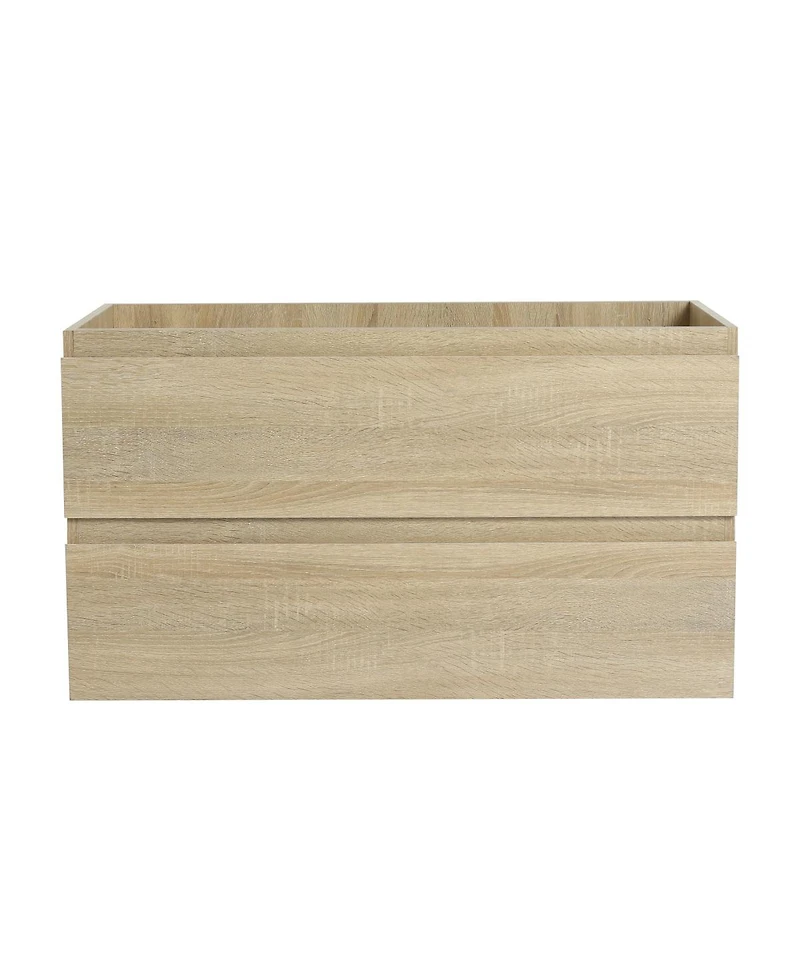 Sillysis Wall Mounted Bathroom Vanity Cabinet with Soft Close Drawers, Wood Grain Plywood for Modern Bathroom