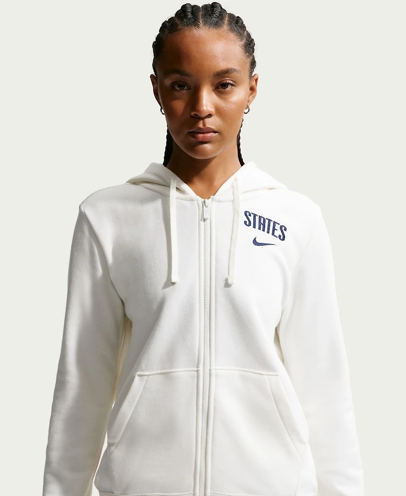 Nike Women's White Usmnt Club Fleece Full-Zip Hoodie