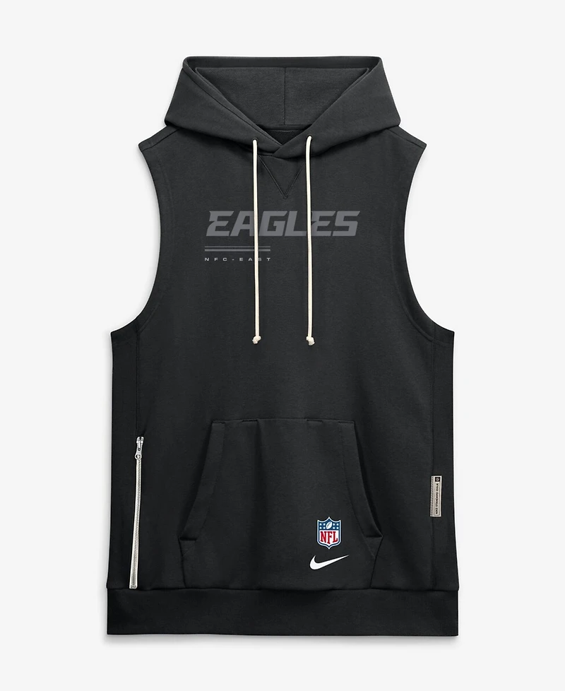 Nike Men's Black Philadelphia Eagles Sideline Standard Issue Dri-fit Sleeveless Hoodie