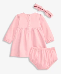First Impressions Baby Girls' 3M-24M Headband & Dress With Diaper Cover, 3-Piece Set, Macy's Exclusive