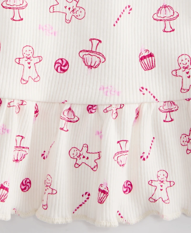 First Impressions Baby Girls' 3M-24M Mix & Match Long-Sleeve Little-Treats-Print Peplum Ribbed Top, Macy's Exclusive