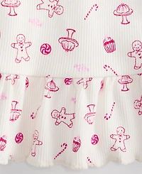 First Impressions Baby Girls' 3M-24M Mix & Match Long-Sleeve Little-Treats-Print Peplum Ribbed Top, Macy's Exclusive