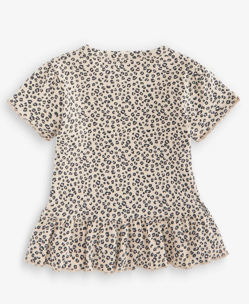 First Impressions Baby Girls' 3M-24M Mix & Match Short-Sleeve Leopard-Print Peplum Top, Macy's Exclusive