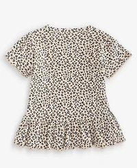 First Impressions Baby Girls' 3M-24M Mix & Match Short-Sleeve Leopard-Print Peplum Top, Macy's Exclusive
