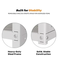 5-Shelf Heavy-Duty Garage Storage Shelving w/ Lower Cabinet and Side Pegboards, White (35 in. W x 71.1 in. H x 15.7 in. D
