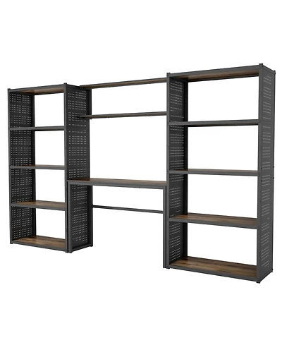 Heavy-Duty Garage Storage and Workstation System with Side Pegboards