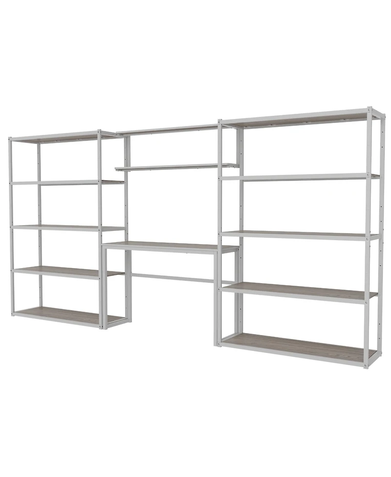 Heavy-Duty Wide Garage Storage and Workstation System, White (144.2 in. W x 71.1 in. H x 15.7 in. D