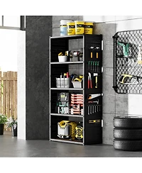 5-Shelf Heavy-Duty Adjustable Garage Storage Shelving with Side Pegboards