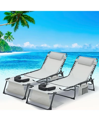 ECHTPeak Face Down Chaise Outdoor Recliner Chair, 5-Position Adjustable Sunbathing, with Faceand Arm Holes, for Pool, Beach, Patio, Lawn