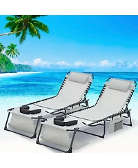 ECHTPeak Face Down Chaise Outdoor Recliner Chair, 5-Position Adjustable Sunbathing, with Faceand Arm Holes, for Pool, Beach, Patio, Lawn