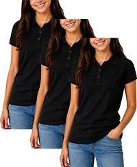 Galaxy By Harvic Women's Short Sleeve School Uniform Pique Polo Shirt- Pack