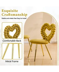 Rainsken Velvet Dining Chairs Set of 2, with Bubble Back, Upholstered Accent Chairs with Metal Legs, for Dining Room, Living Room, Bedroom