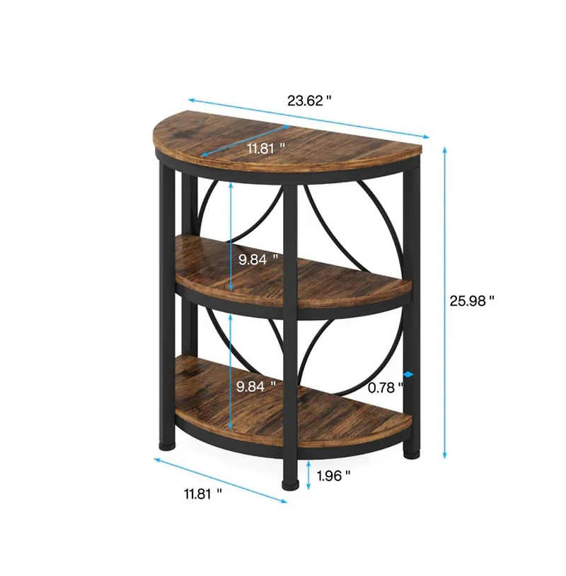 Slickblue 3 Tier Narrow End Table with Metal Frame for Living Room