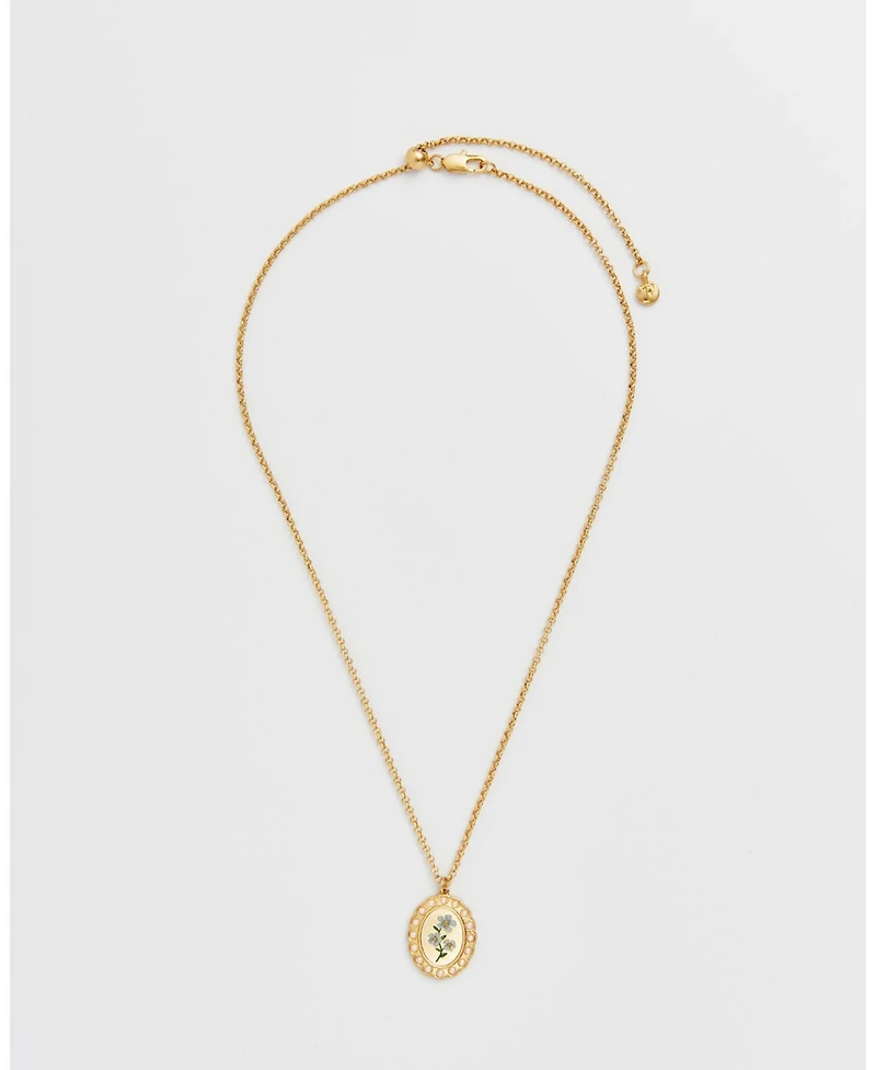Fable England Forget Me Not Pearl Cameo Necklace