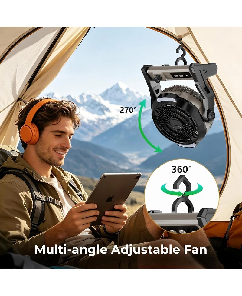 Antarctic Star 10000mAh Portable Fan, 3-in-1 Camping Fan with 100 Speeds and Led Light