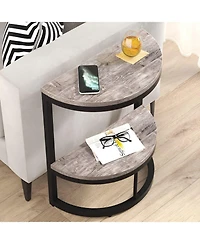 Slickblue Half Round End Table with Metal Frame for Small Spaces