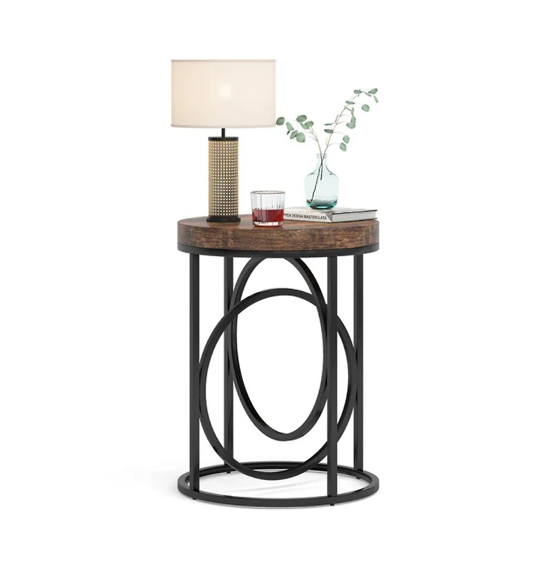 Slickblue Modern Round End Table, Sofa Side Table for Living Room
