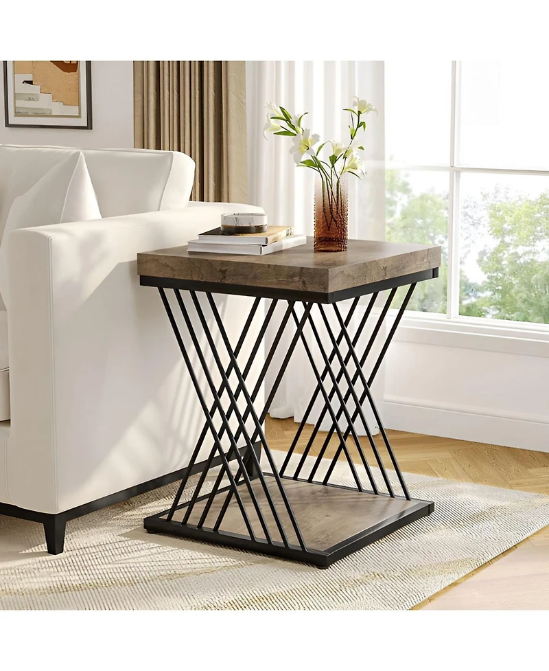 Slickblue Modern 2 Tier Side Table for Bedside Sofa and Small Spaces