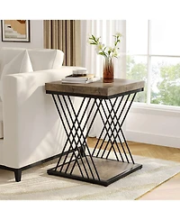 Slickblue Modern 2 Tier Side Table for Bedside Sofa and Small Spaces