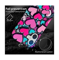 Gonez Case for iPhone 17, 2-in-1 Dual-Layer Shockproof Protection, Cute Heart Print Glossy