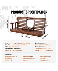 Cozito Wooden Porch Swing with Cup Holders, Steel Chains and Cedar Wood Seat