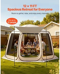Cozito Screen House Tent, 12 x 11 ft 10-12 Person Pop Up Canopy with Awning