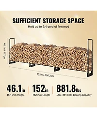Cozito Firewood Rack with Water-Resistant Cover, 150 x 14 x 46 in Outdoor Holder, 1/2 Cord