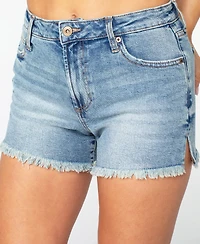 Celebrity Pink Women's Side Slit Fray Hem Festival Shorts