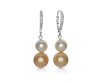 Genevive Timeless Gold Plated Cz Pave and Pearl Drop Earrings