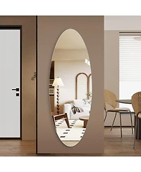 Phying Oval Full Length Wall Mounted Mirror Copper Free Glass Hd Clear Reflection Moisture Resistant Mirror for Entryway Bedroom Salon