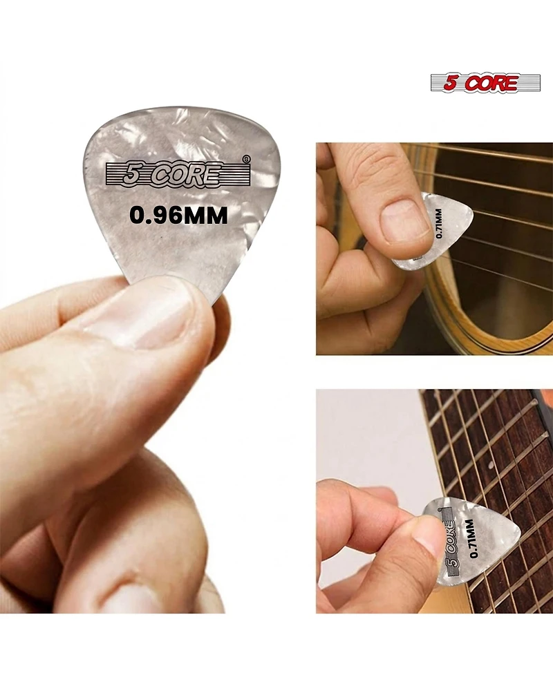 5 Core Guitar Picks 12 Piece Celluloid Light Medium Heavy Extra Heavy for Acoustic Electric Guitars