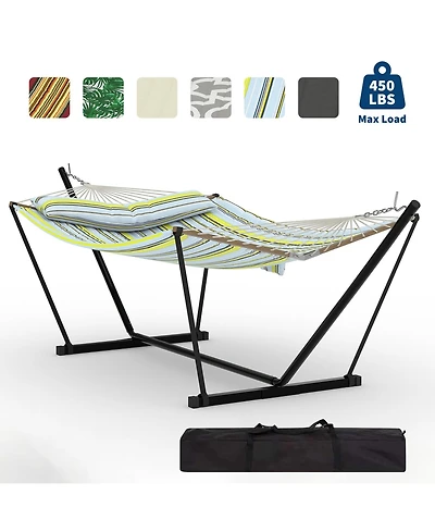 GarveeLife 12Feet 2 Person Outdoor Hammock with Stand Heavy Duty 450lb Capacity, Weather-Resistan Portable Carry Bag Perfect for Patio, Garden