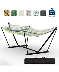 GarveeLife 12Feet 2 Person Outdoor Hammock with Stand Heavy Duty 450lb Capacity, Weather-Resistan Portable Carry Bag Perfect for Patio, Garden