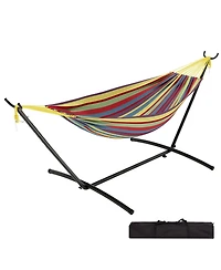 GarveeLife Heavy Duty Double Hammock with Steel Stand - 2 Person Outdoor Hammock, Portable, Space-Saving, 450 lbs Capacity, with Carry Bag