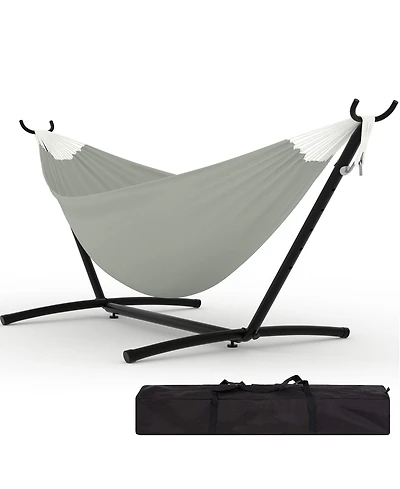 GarveeLife Heavy Duty Double Hammock with Steel Stand - 2 Person Outdoor Hammock, Portable, Space-Saving, 450 lbs Capacity, with Carry Bag