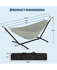 GarveeLife Heavy Duty Double Hammock with Steel Stand - 2 Person Outdoor Hammock, Portable, Space-Saving, 450 lbs Capacity, with Carry Bag