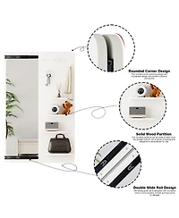 Phying Wall Mounted Full Length Mirror Multi-Functional Push Pull Design Space Saving Panel Mirror for Bedroom Living Room Entrance Decor