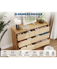gaomon 6 Drawer Dresser, 47-Inch-Wide Chest of Drawers with Handle-Less Design,Storage Cabinet for Bedroom and Living Room