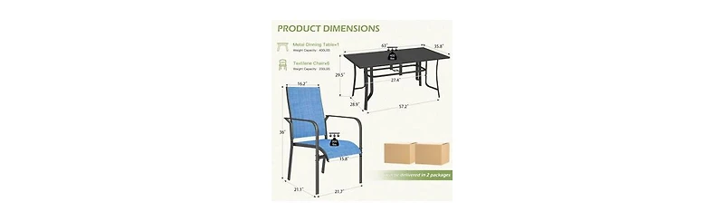 Erommy 7 Piece Patio Dining Set, Outdoor Table And Chairs Set For 6