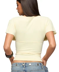 Edikted Womens Flutter Plunging V Neck Top