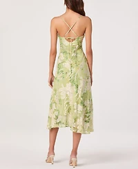 Astr the Label Women's Gaia Printed Cowl Neck Sleeveless Midi Dress