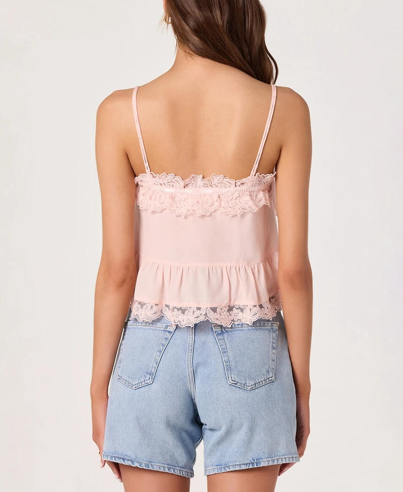 Astr the Label Women's Cosette Straight Neck Sleeveless Lace Top
