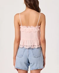 Astr the Label Women's Cosette Straight Neck Sleeveless Lace Top