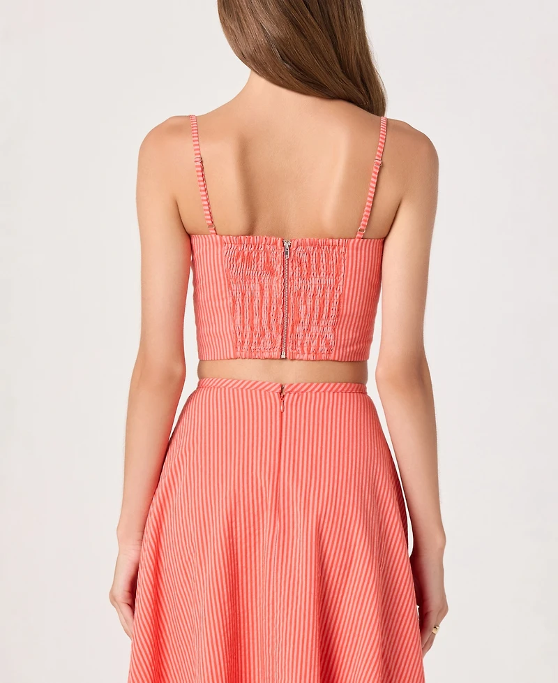Astr the Label Women's Maya Sweetheart Neck Striped Cropped Bustier Tank Top