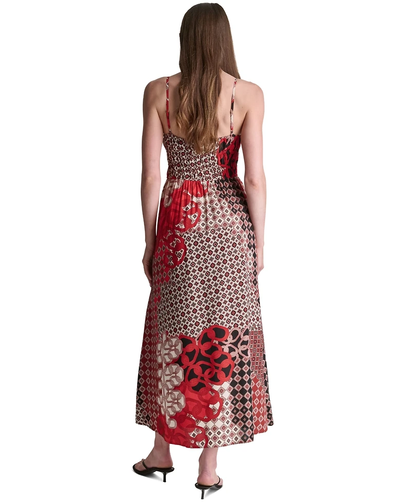 Bcbg Women's Printed Square Neck Sleeveless Dress