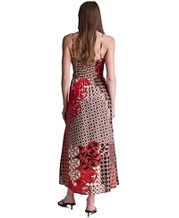 Bcbg Women's Printed Square Neck Sleeveless Dress