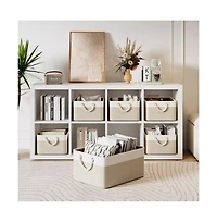 Gouun 4-Pack Foldable Cotton Linen Storage Bins with Rope Handles