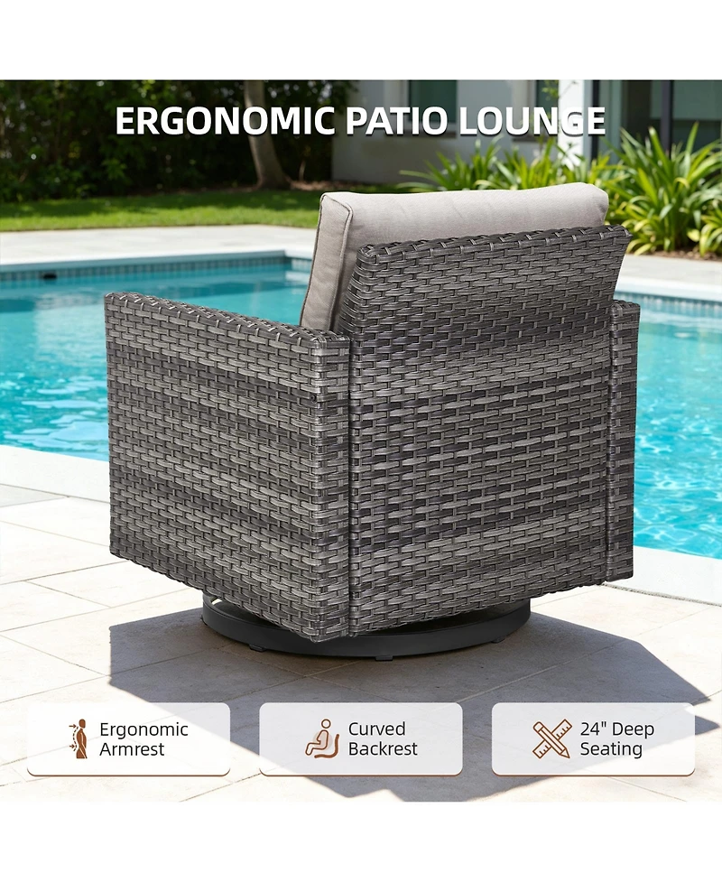 Pocassy Patio Chairs Wicker Swivel Rocker Set of 2 Heavy Duty Furniture Outdoor Rocking