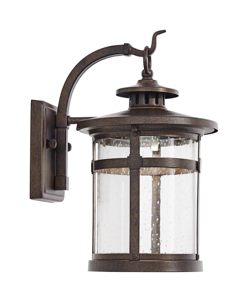 Franklin Iron Works Callaway Rustic Industrial Outdoor Wall Light Fixtures Set of 2 Clear Seedy Glass for Post Exterior