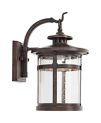 Franklin Iron Works Callaway Rustic Industrial Outdoor Wall Light Fixtures Set of 2 Clear Seedy Glass for Post Exterior
